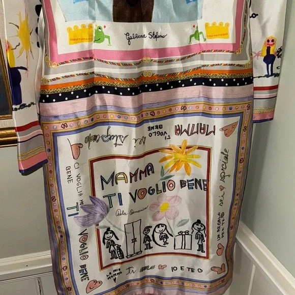 Dolce & Gabbana Mama Mamma dress Mother’s Day Colorful Graphic Long Sleeve Dress - Picture 5 of 11